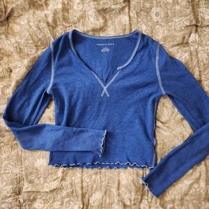 American Eagle Outfitters Blue Long Sleeve Top